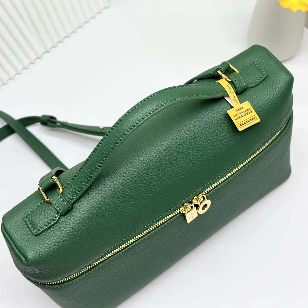 Loro Piana Green Leather Top Handle - Hình 5