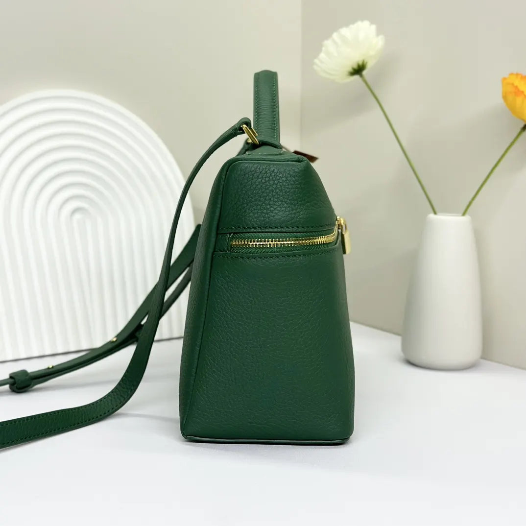 Loro Piana Green Leather Top Handle - Hình 2