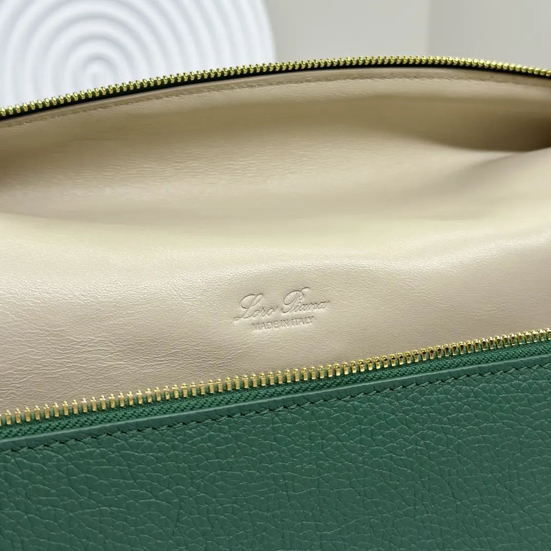 Loro Piana Green Leather Top Handle - Hình 8