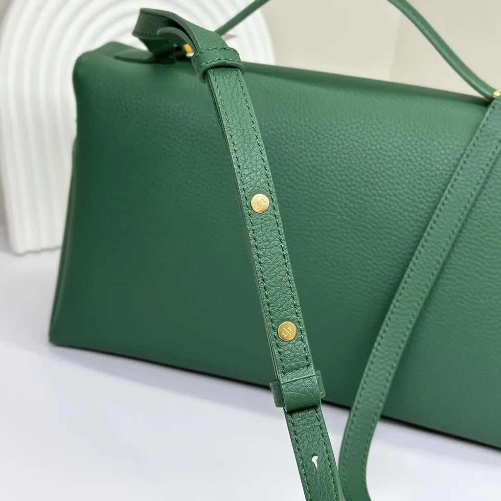 Loro Piana Green Leather Top Handle - Hình 7