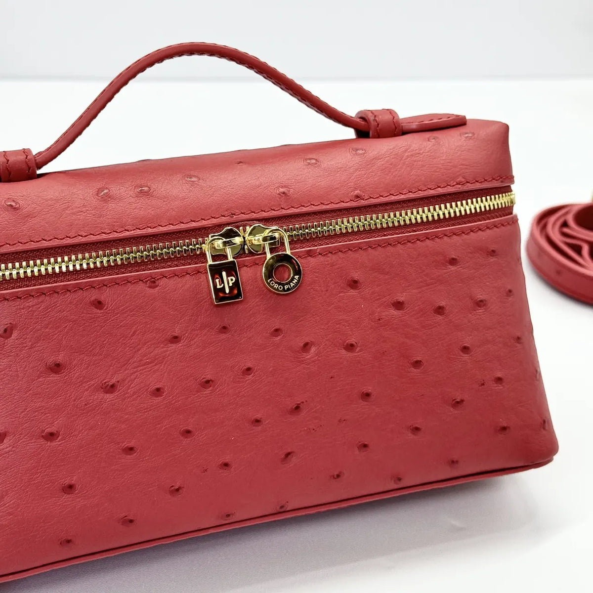 Loro Piana Scarlet Ostrich Bag - Hình 6