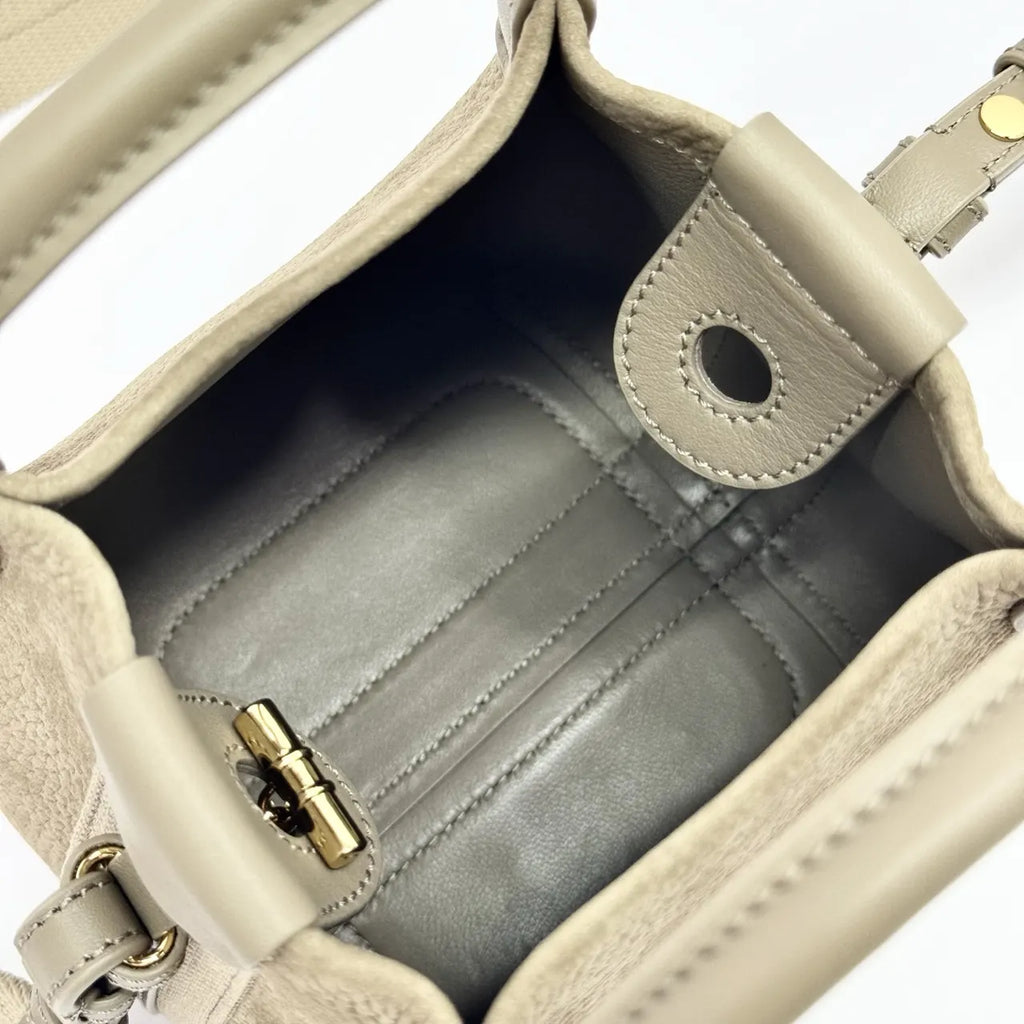 Loro Piana Taupe Bucket Bag - Hình 9