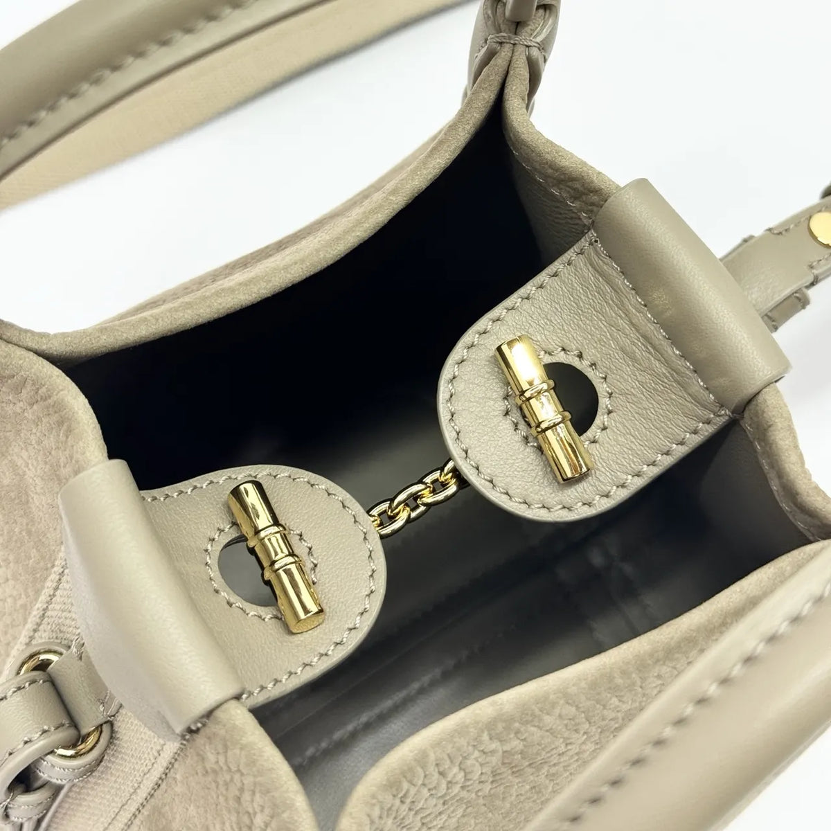 Loro Piana Taupe Bucket Bag - Hình 7