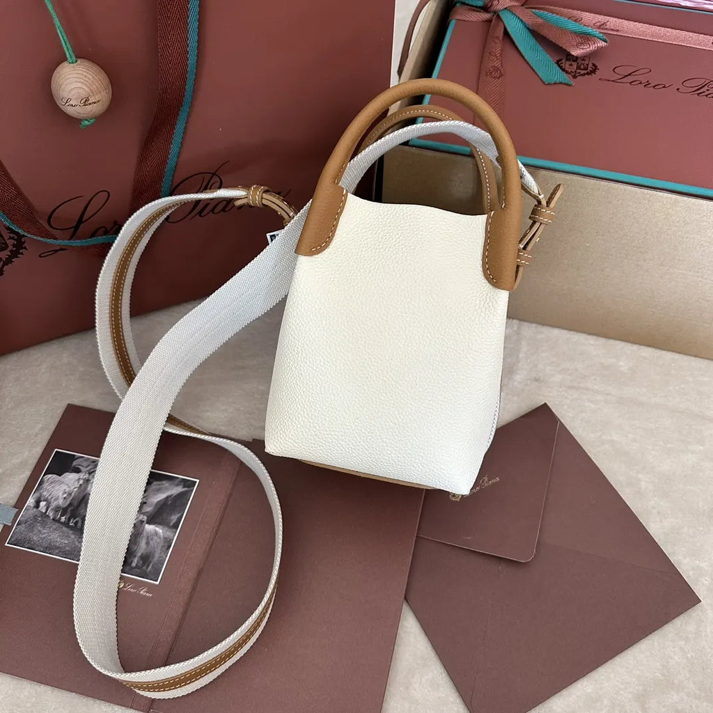 Loro Piana White Leather Bucket Bag - Hình 2