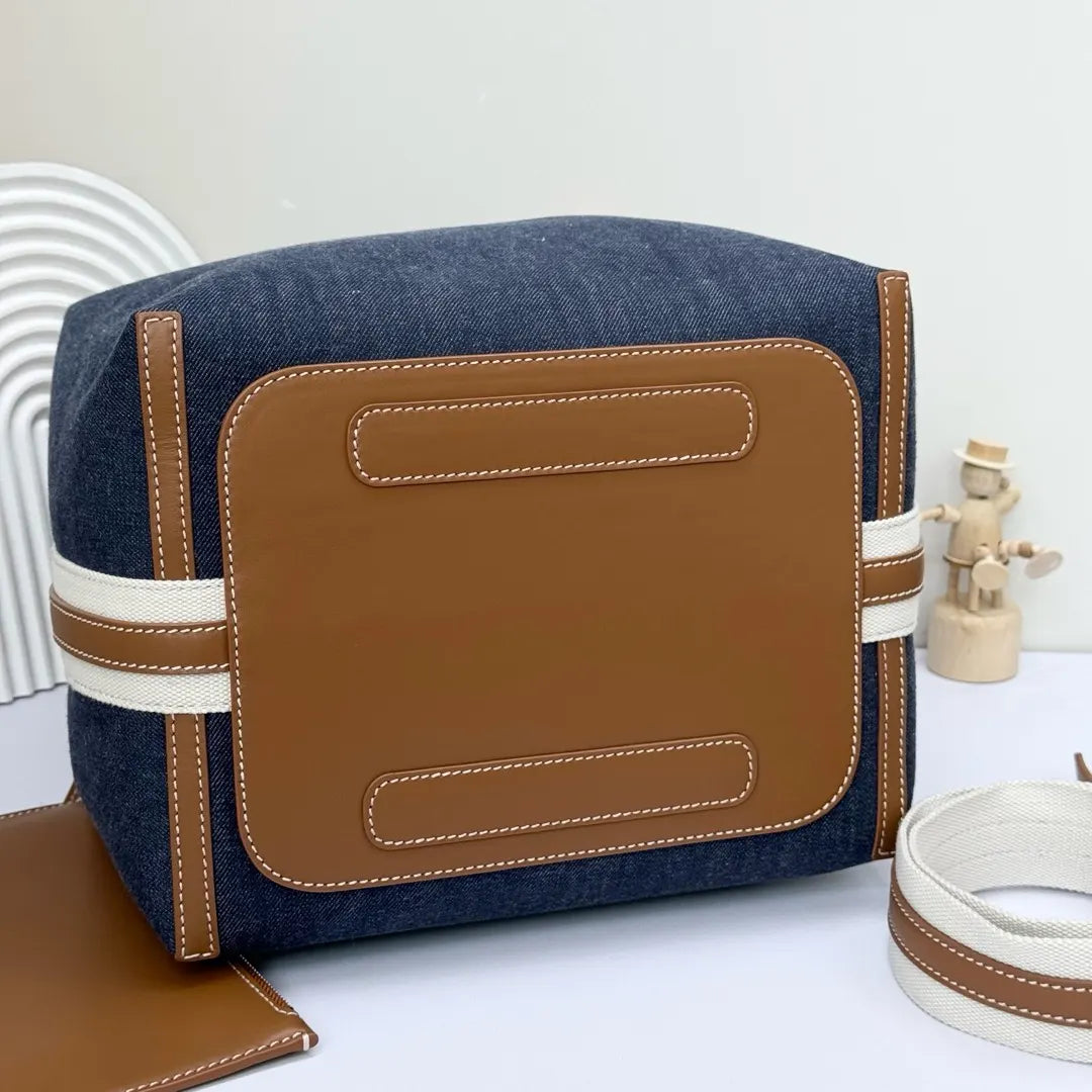 Loro Piana Blue Denim Bucket - Hình 4
