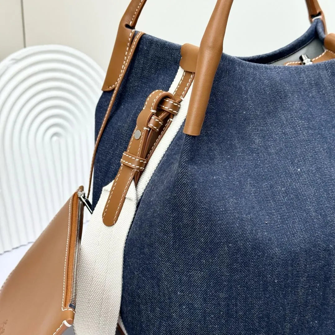 Loro Piana Blue Denim Bucket - Hình 7
