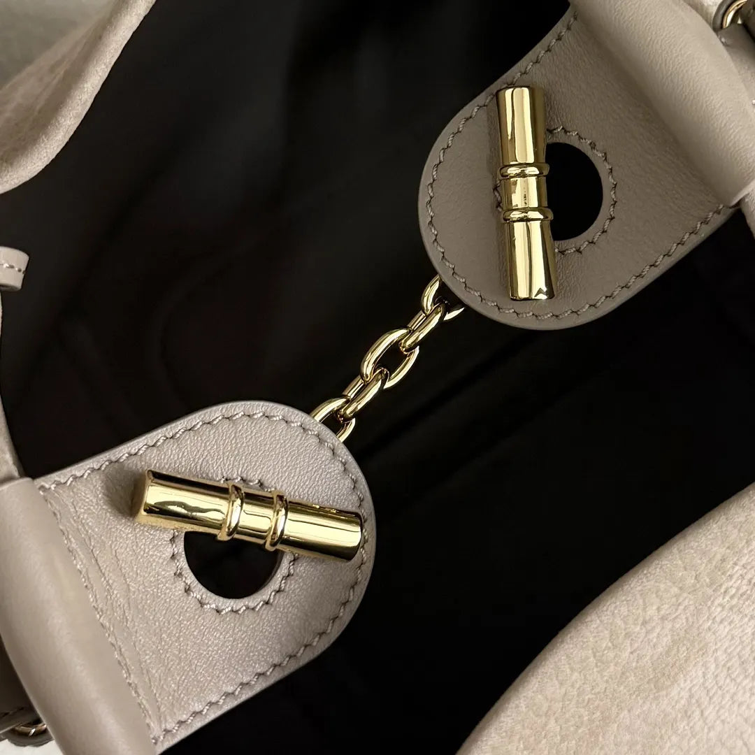 Loro Piana Beige Leather Bucket Bag - Hình 7