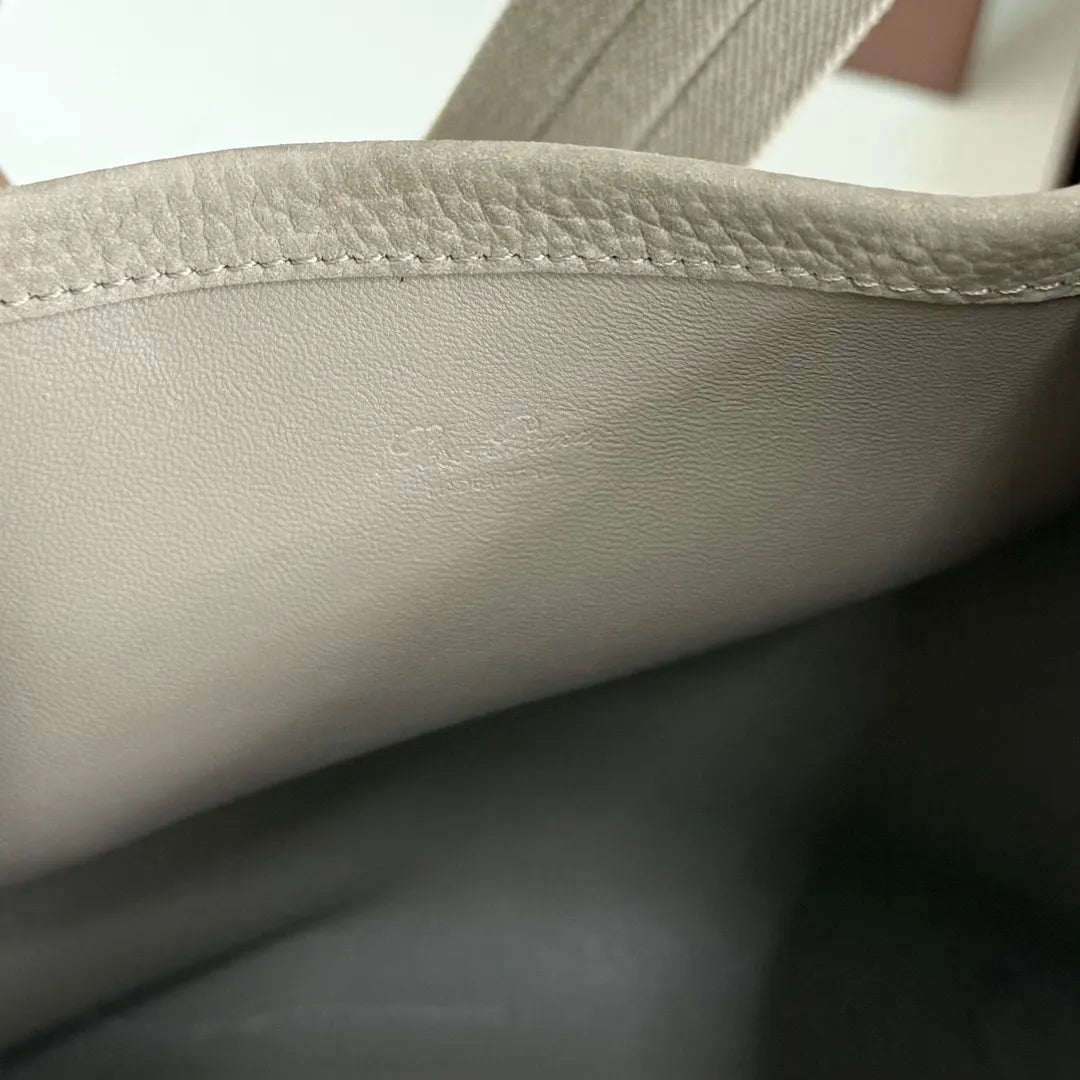 Loro Piana Beige Leather Bucket Bag - Hình 8