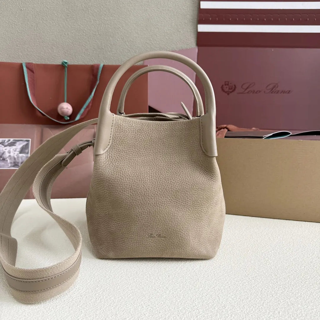 Loro Piana Beige Leather Bucket Bag