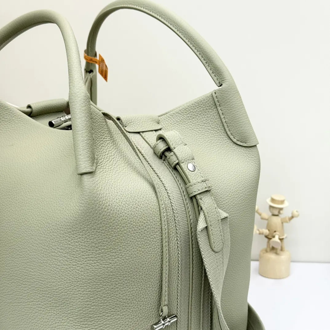 Loro Piana Seafoam Green Leather Bag - Hình 6