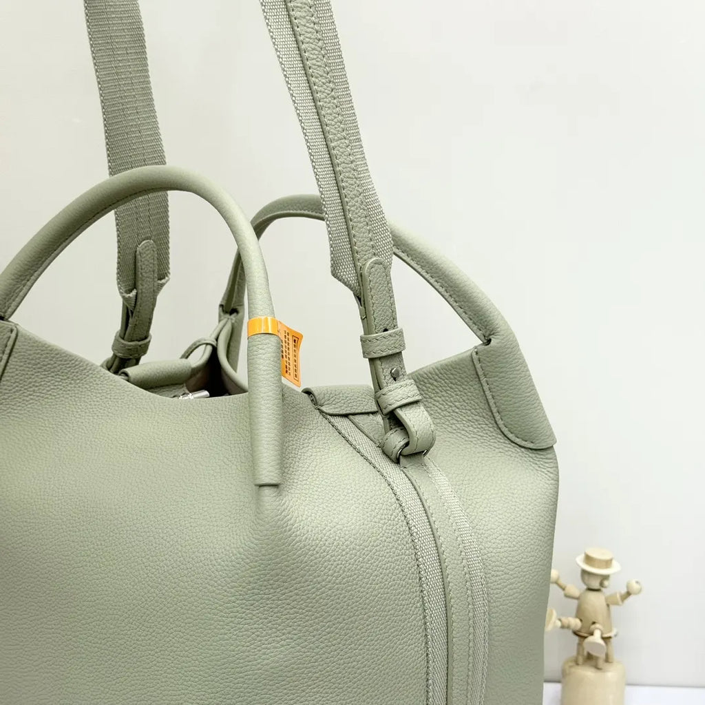Loro Piana Seafoam Green Leather Bag - Hình 5