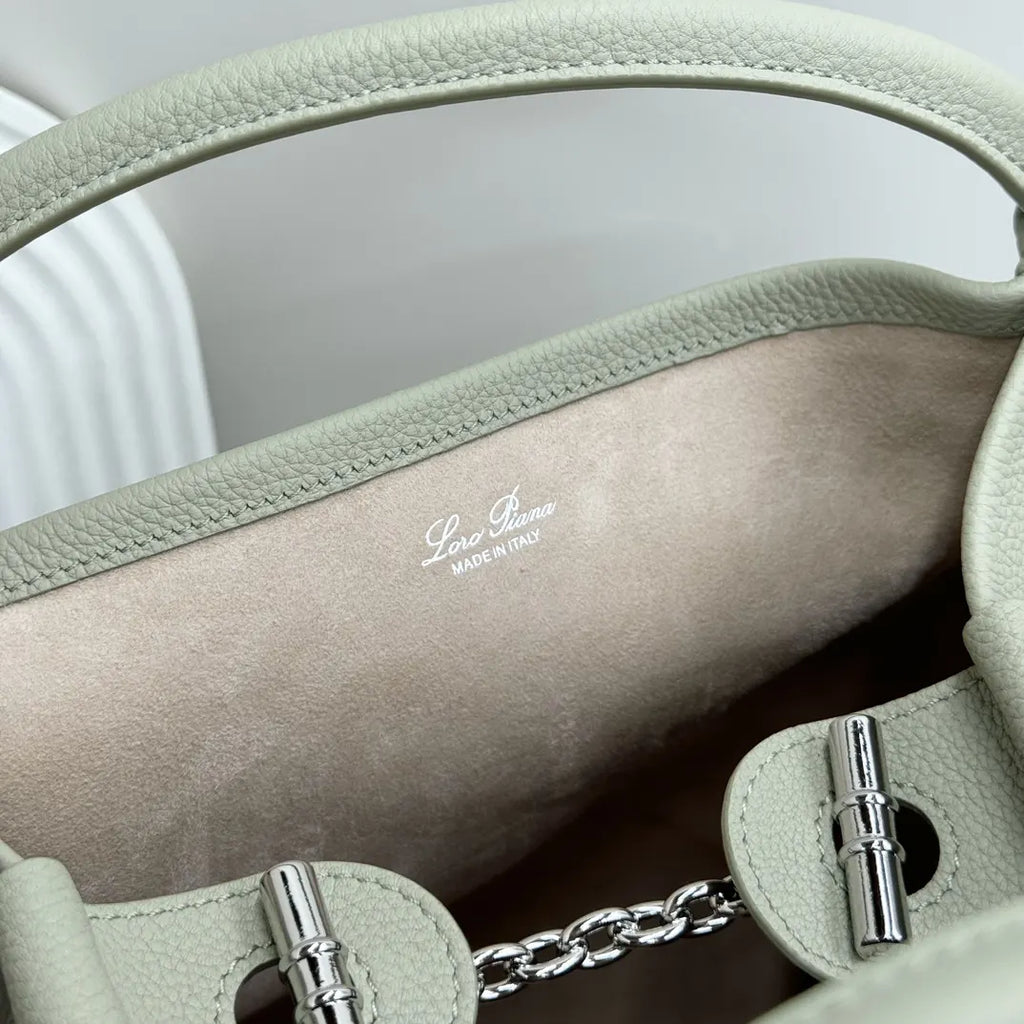 Loro Piana Seafoam Green Leather Bag - Hình 9