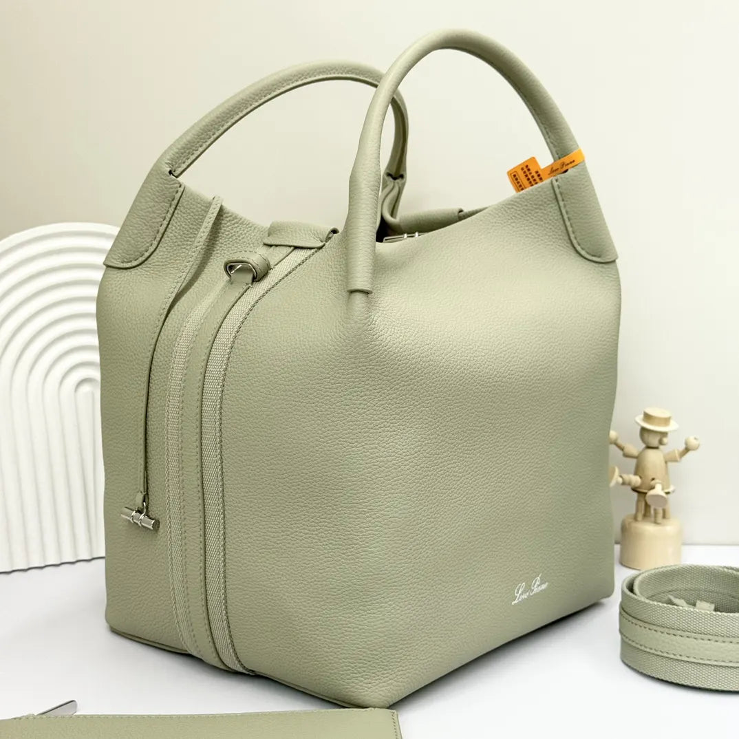 Loro Piana Seafoam Green Leather Bag - Hình 2