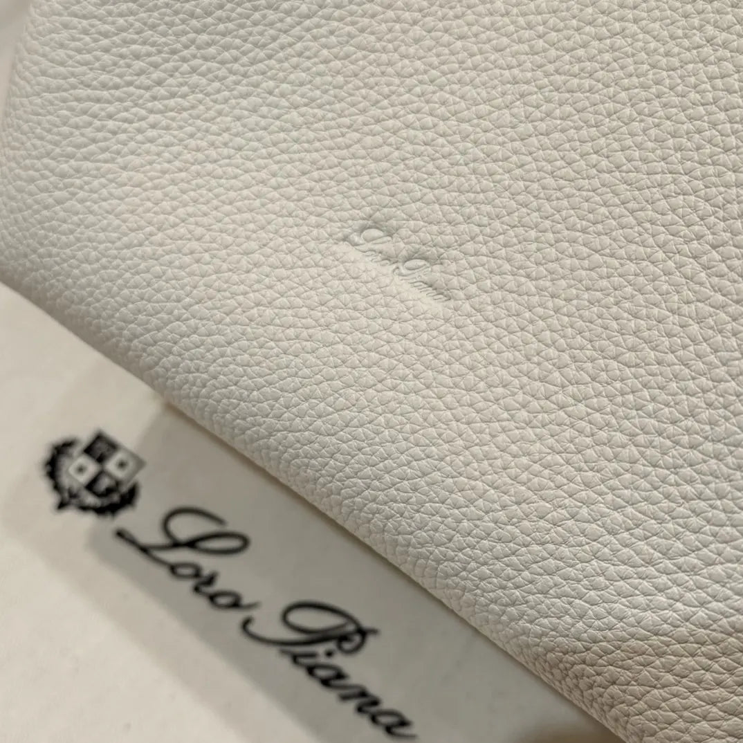 Loro Piana Cream Leather Bucket - Hình 4