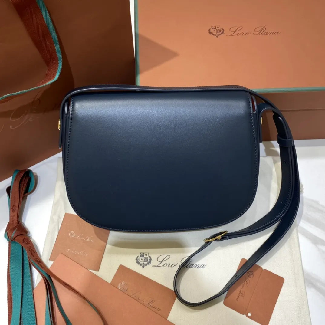 Loro Piana Navy Saddle Bag - Hình 2