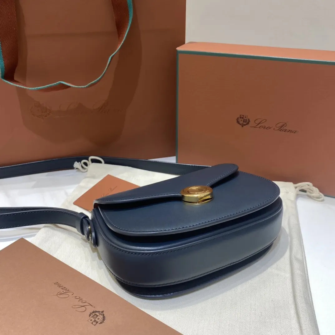 Loro Piana Navy Shoulder Bag - Hình 4