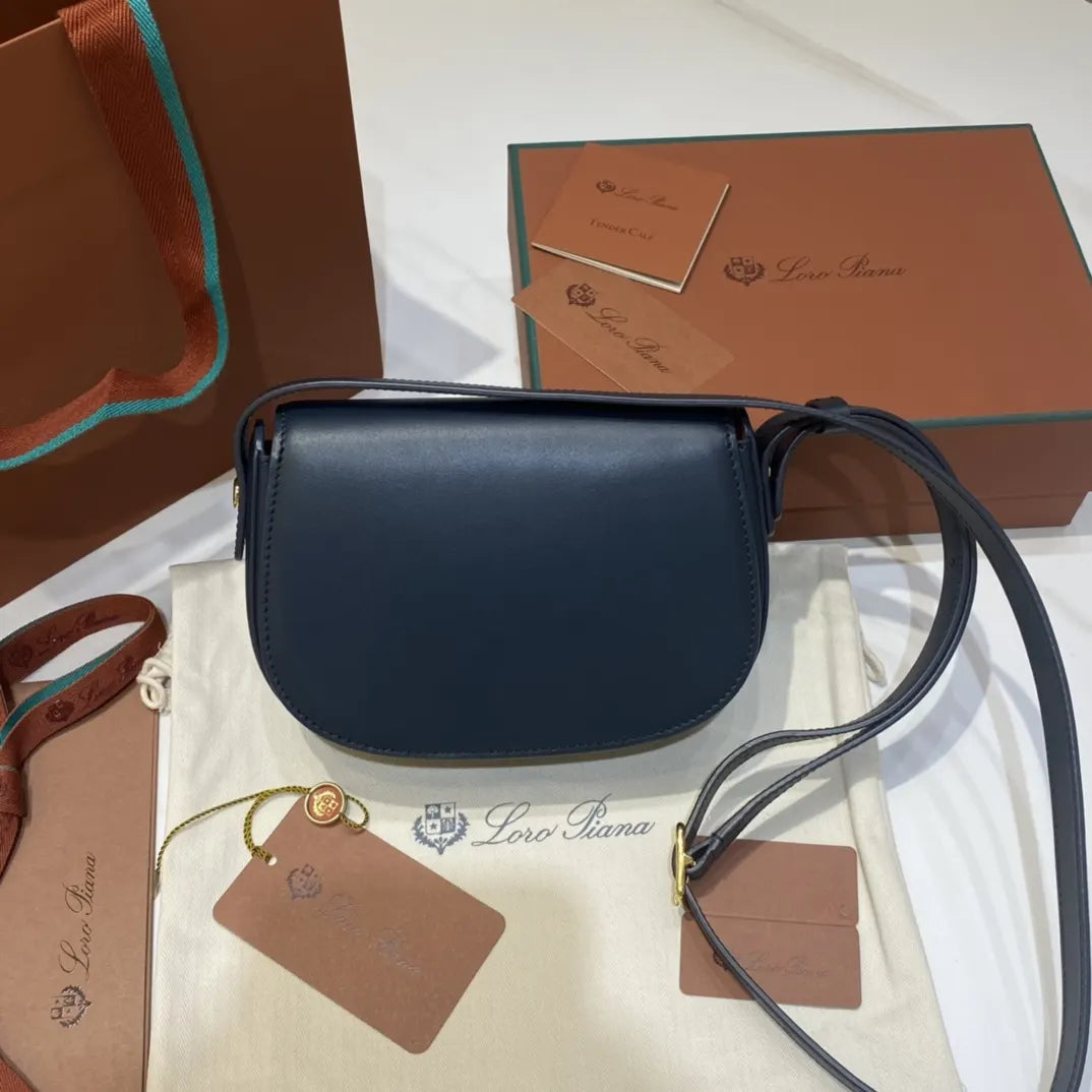 Loro Piana Navy Shoulder Bag - Hình 2