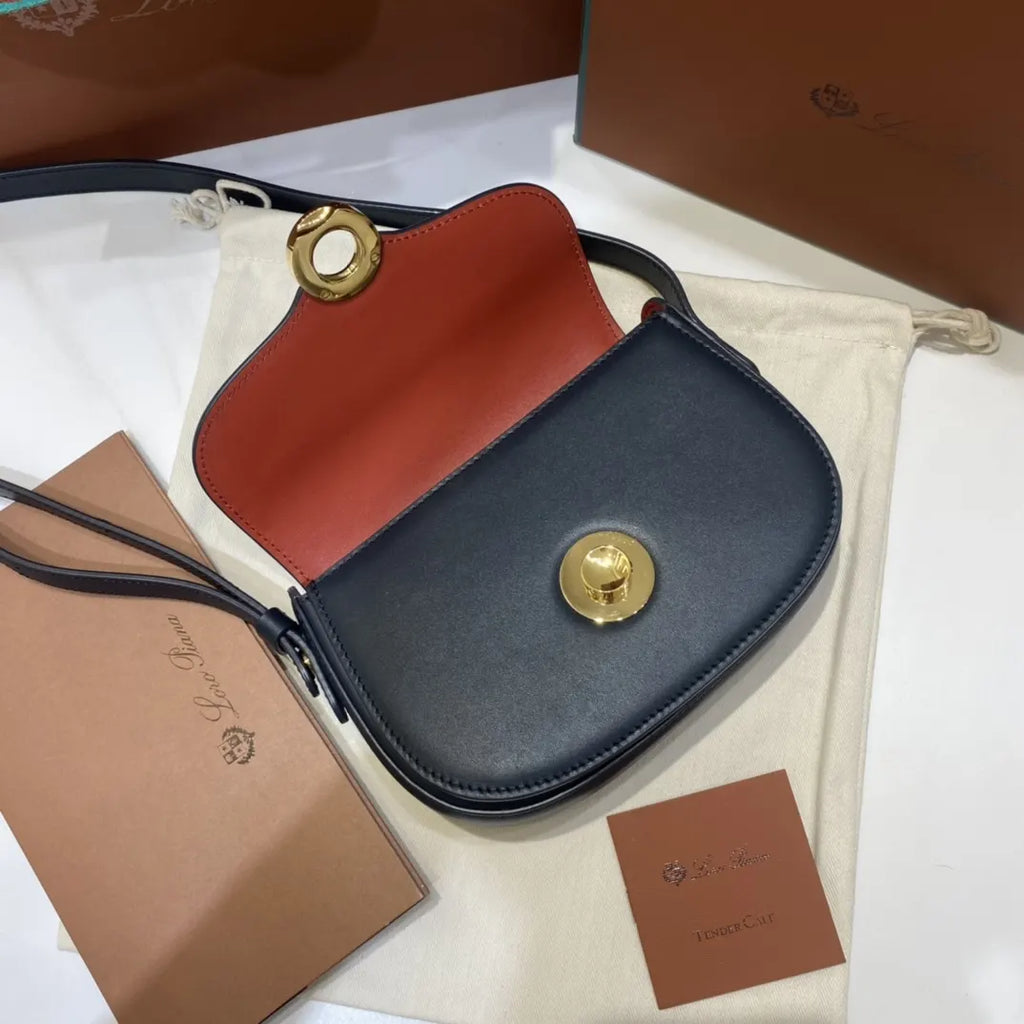 Loro Piana Navy Shoulder Bag - Hình 5