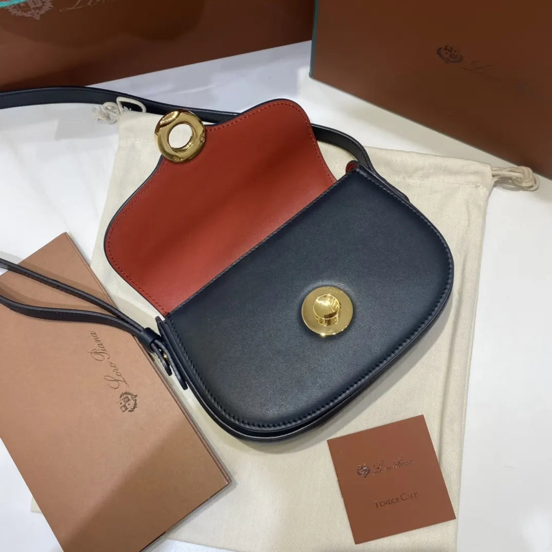 Loro Piana Navy Shoulder Bag - Hình 5