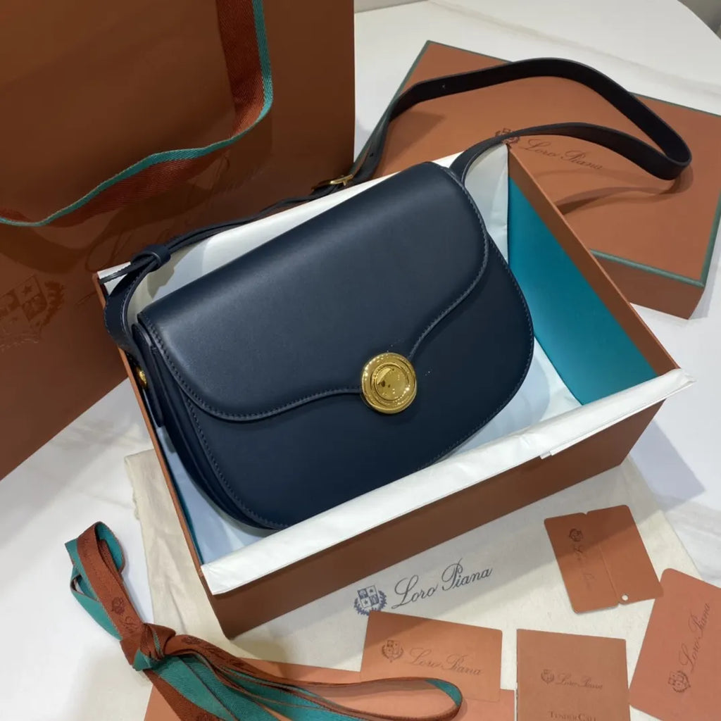 Loro Piana Navy Saddle Bag