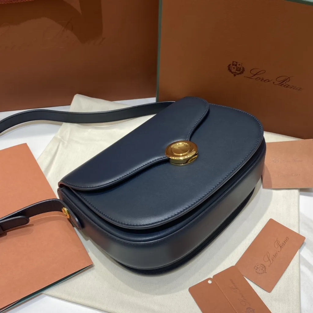 Loro Piana Navy Saddle Bag - Hình 4