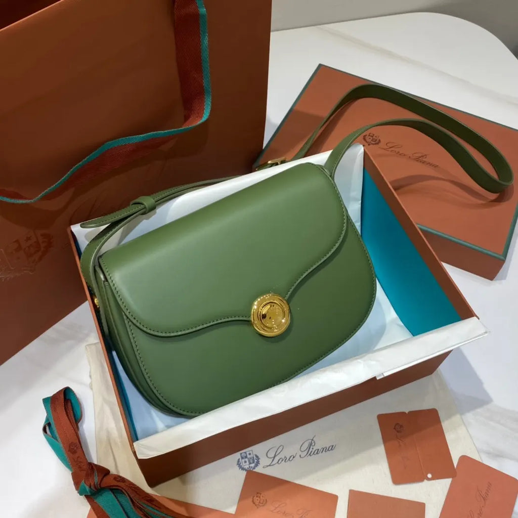 Loro Piana Celery Green Leather Shoulder Bag