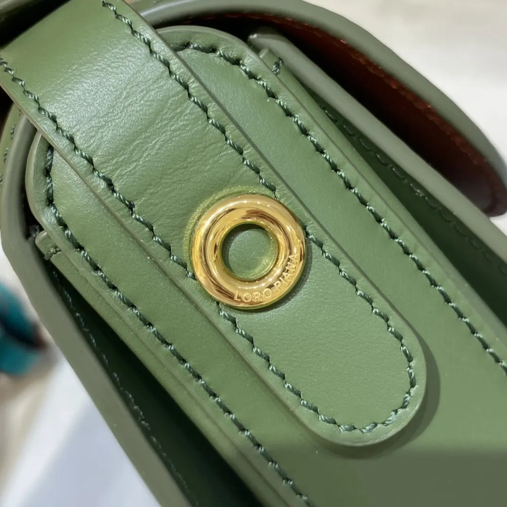 Loro Piana Celery Green Leather Shoulder Bag - Hình 6