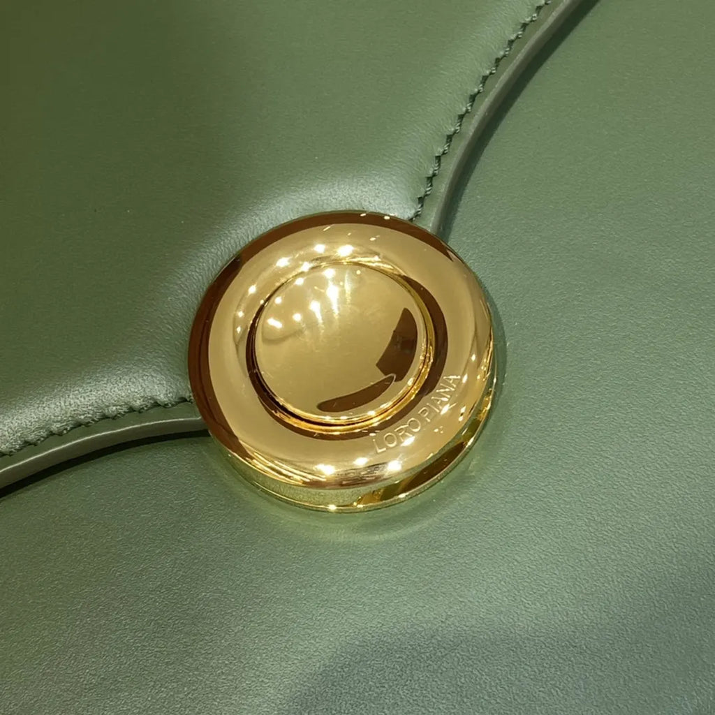 Loro Piana Celery Green Leather Shoulder Bag - Hình 3