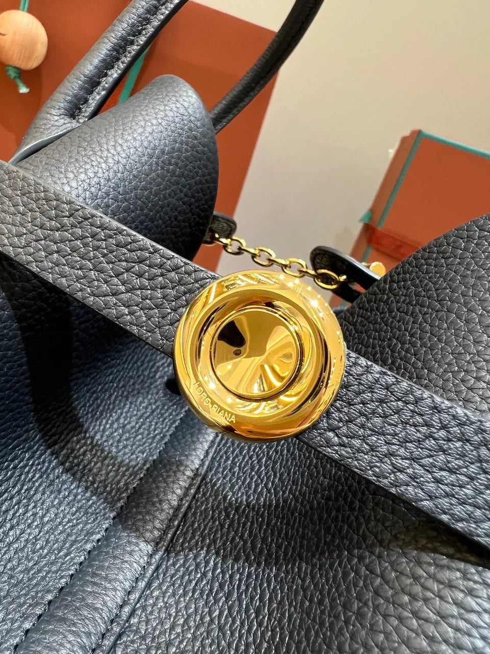 Loro Piana Blue Leather Sesia - Hình 4