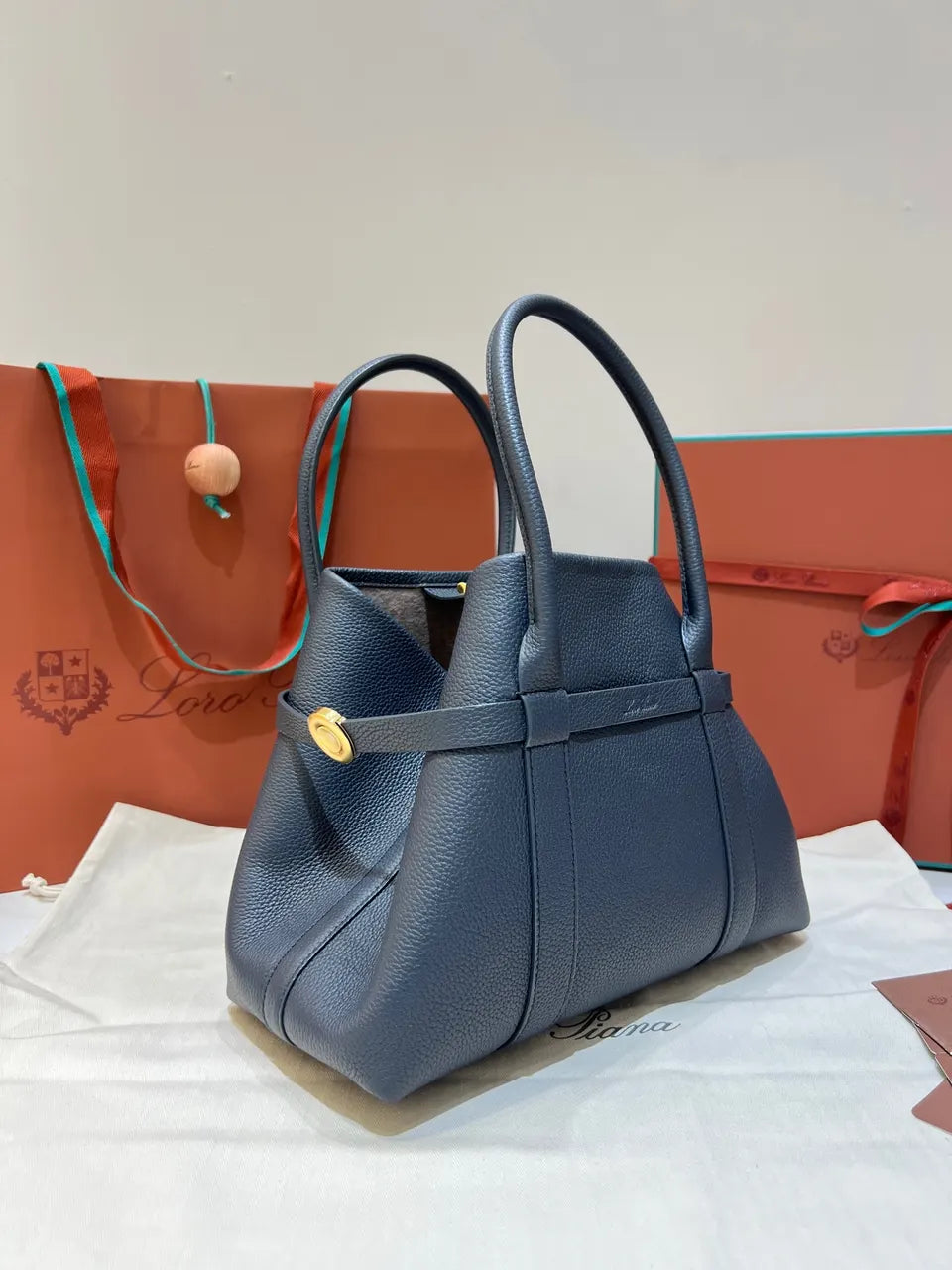 Loro Piana Blue Leather Sesia - Hình 2