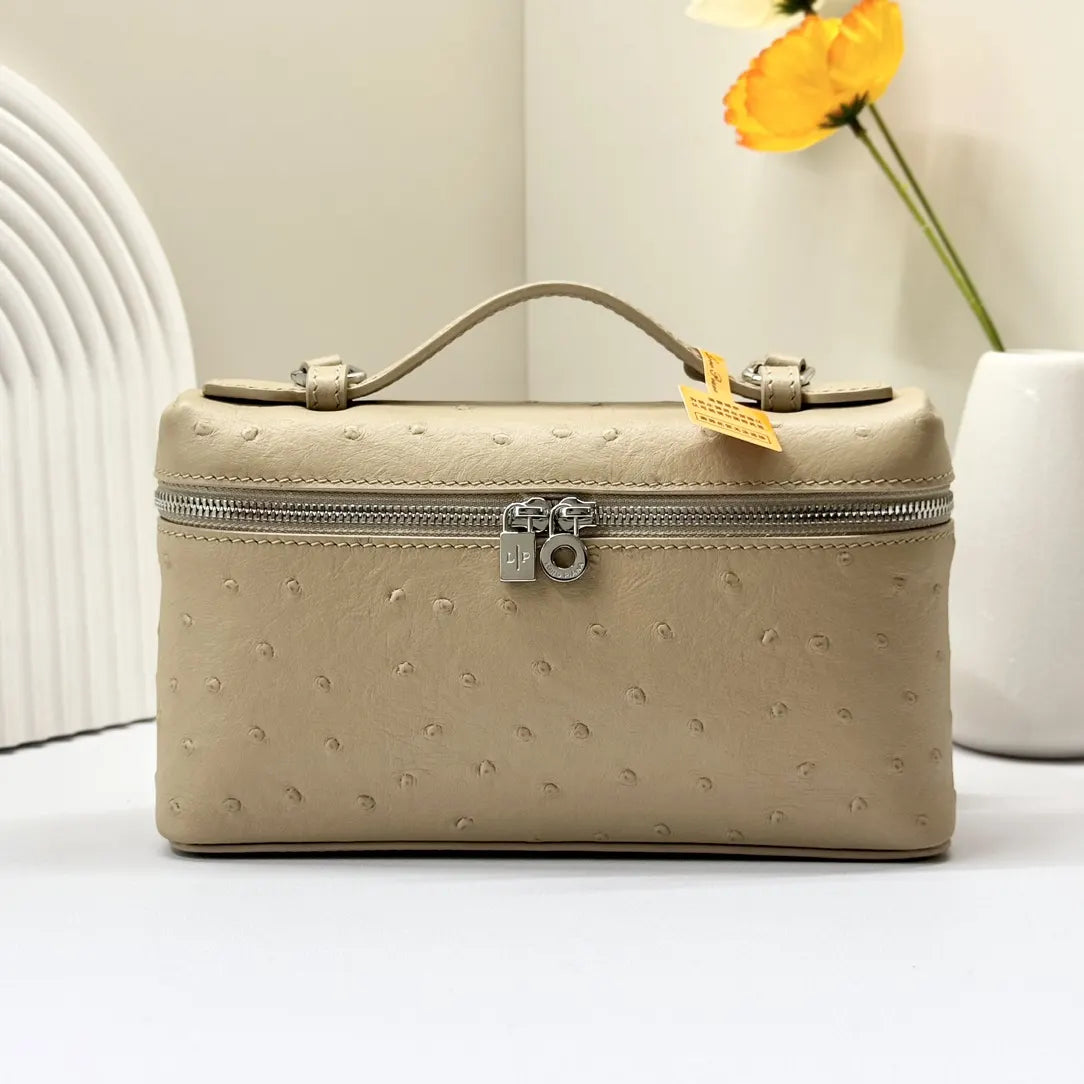 Loro Piana Beige Ostrich Vanity Case