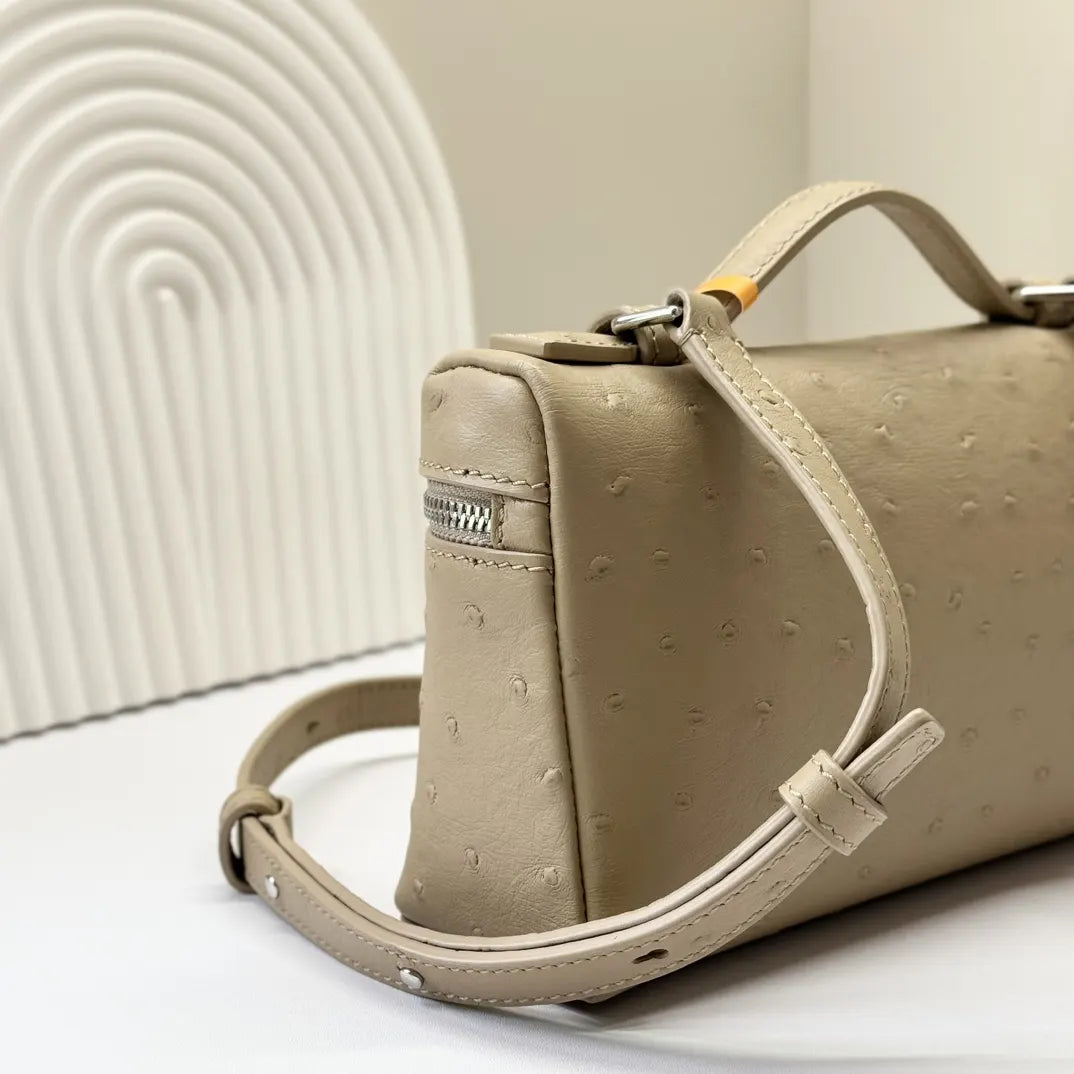 Loro Piana Beige Ostrich Vanity Case - Hình 6
