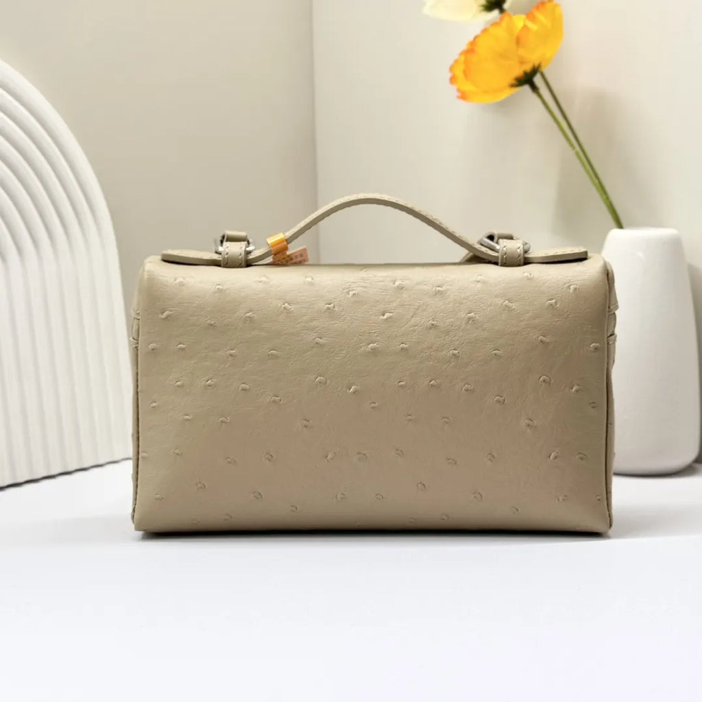 Loro Piana Beige Ostrich Vanity Case - Hình 2