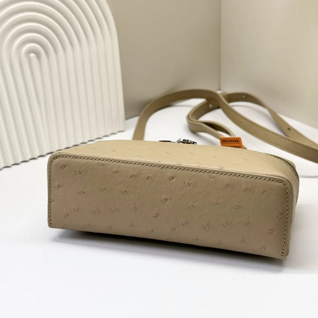 Loro Piana Beige Ostrich Vanity Case - Hình 4