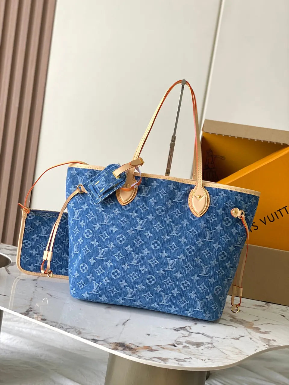monogram LV Blue Denim Neverfull