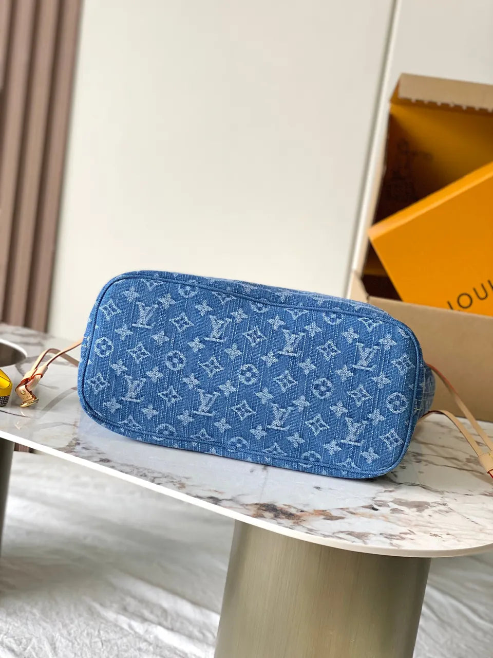 monogram LV Blue Denim Neverfull - Hình 3