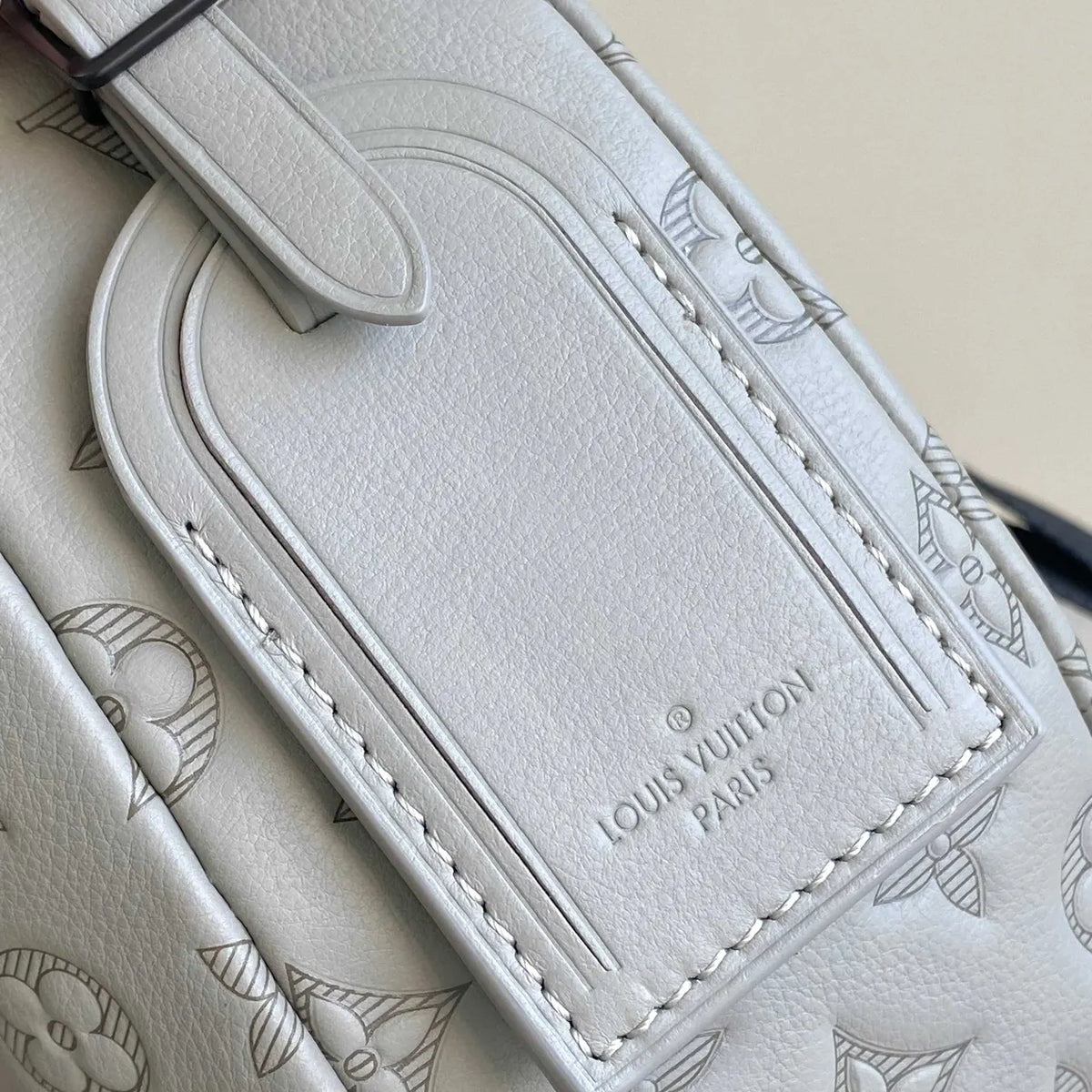 LV White Embossed Hobo Bag - Hình 3