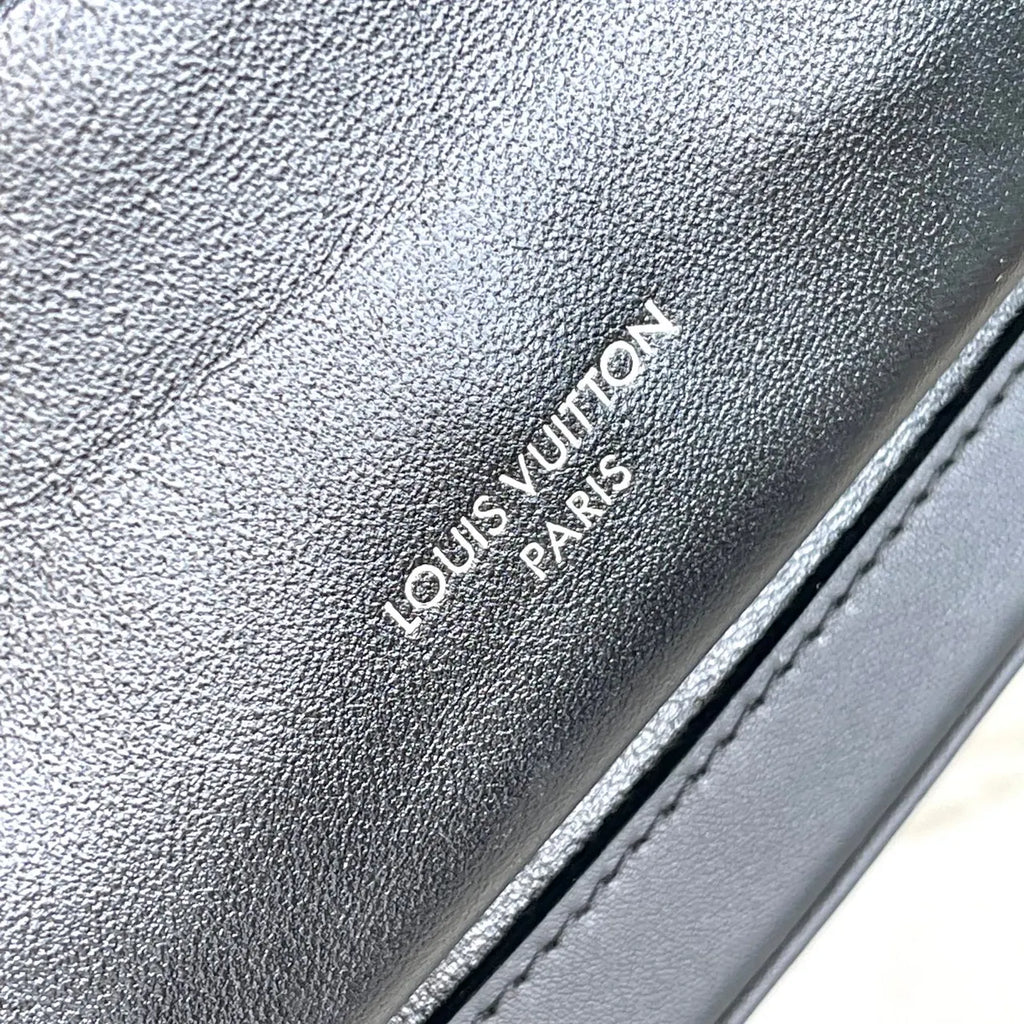 LV Black Leather Chain Backpack - Hình 4