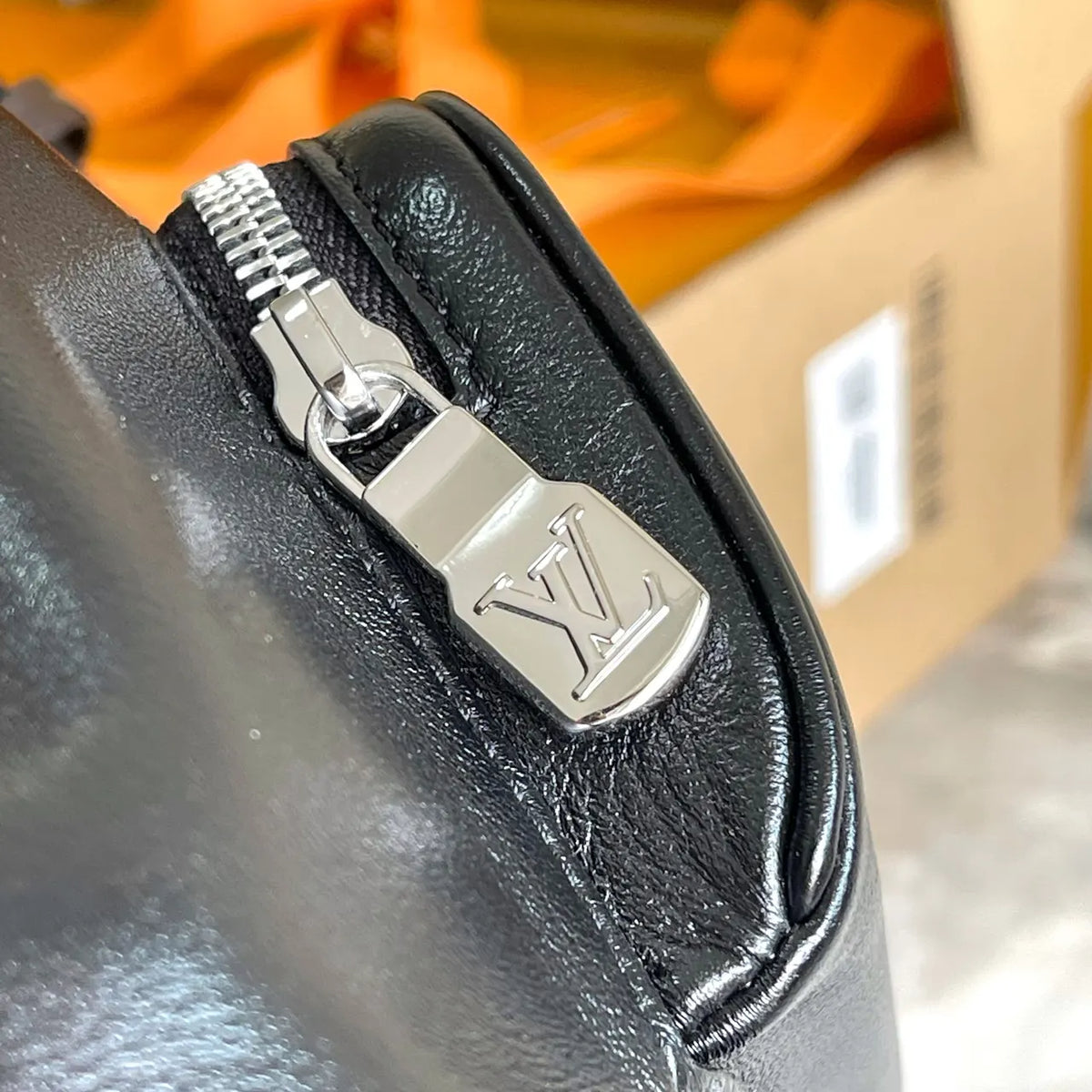 LV Black Leather Chain Backpack - Hình 6