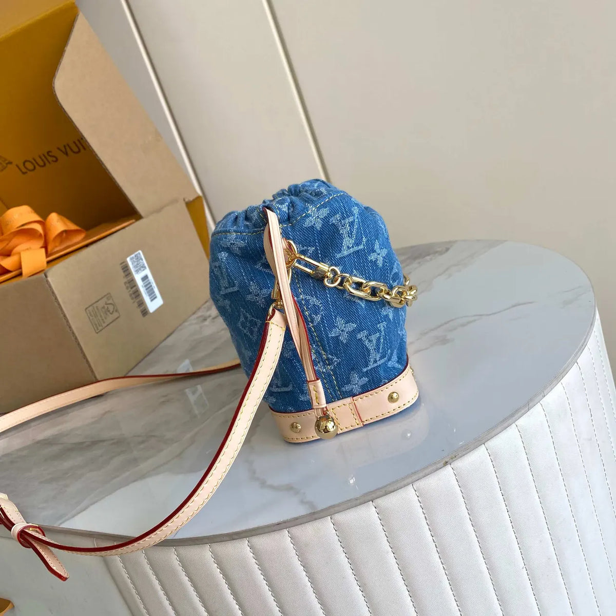 monogram LV Denim Nano Bucket Bag