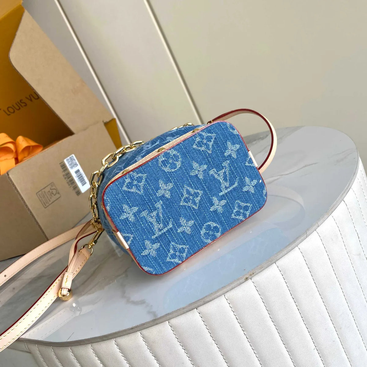 monogram LV Denim Nano Bucket Bag - Hình 3