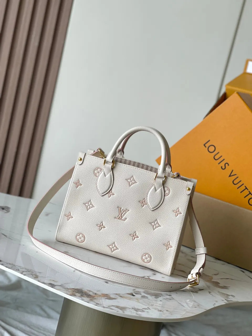 LV Cream Empreinte Pink Bag - Hình 3