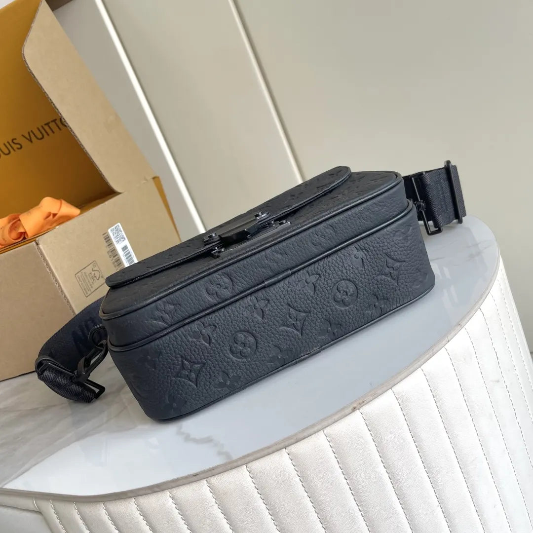 LV Black Embossed Strap Bag - Hình 3