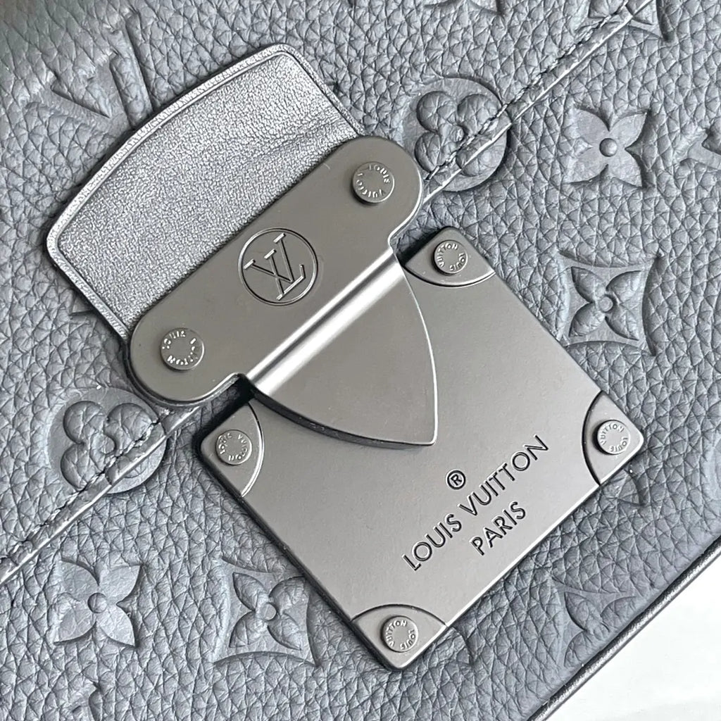 LV Black Embossed Strap Bag - Hình 4