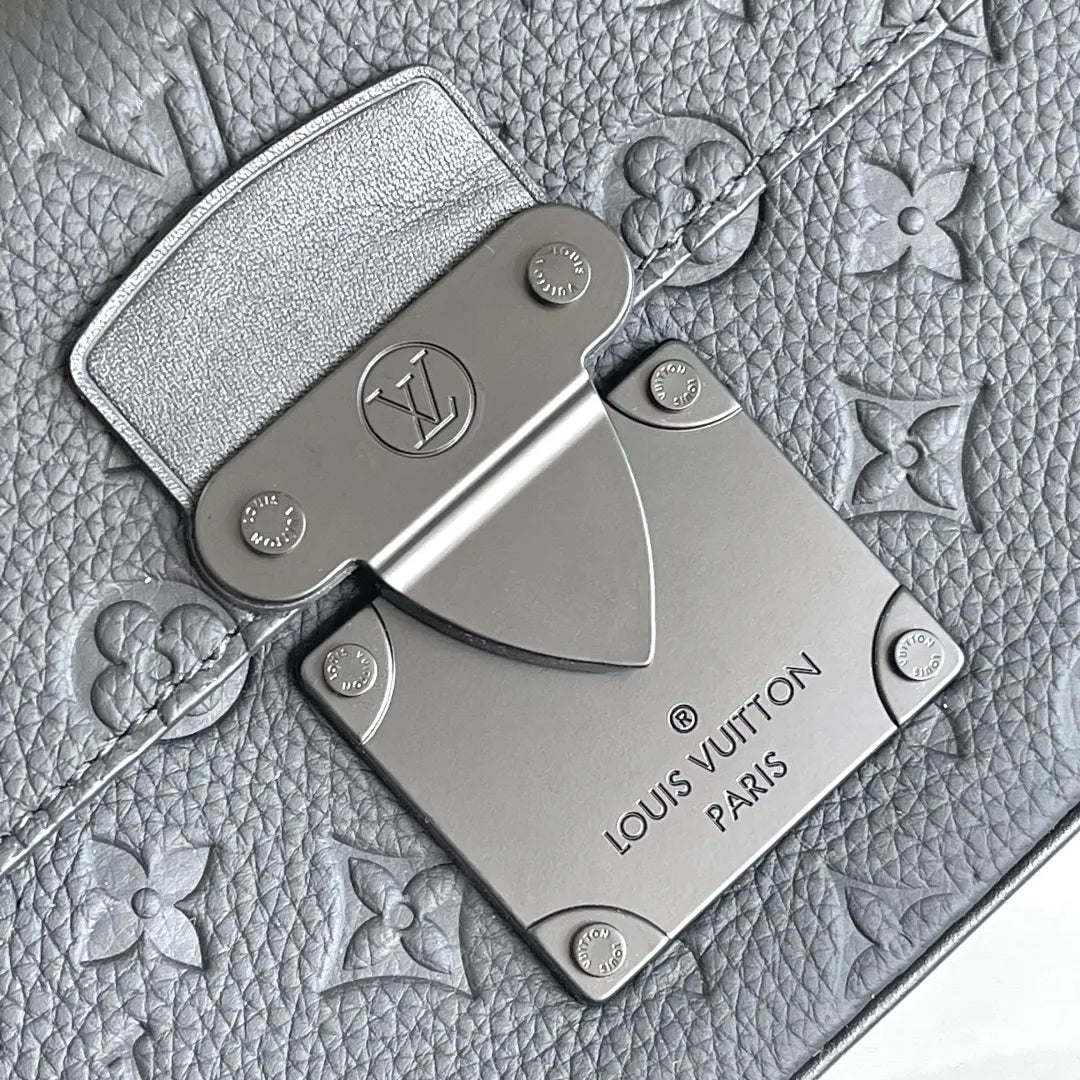 LV Black Embossed Strap Bag - Hình 4