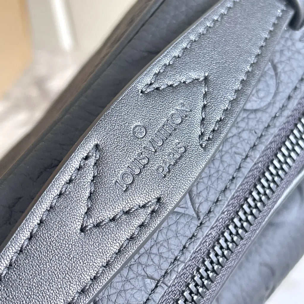 LV Black Embossed Strap Bag - Hình 7
