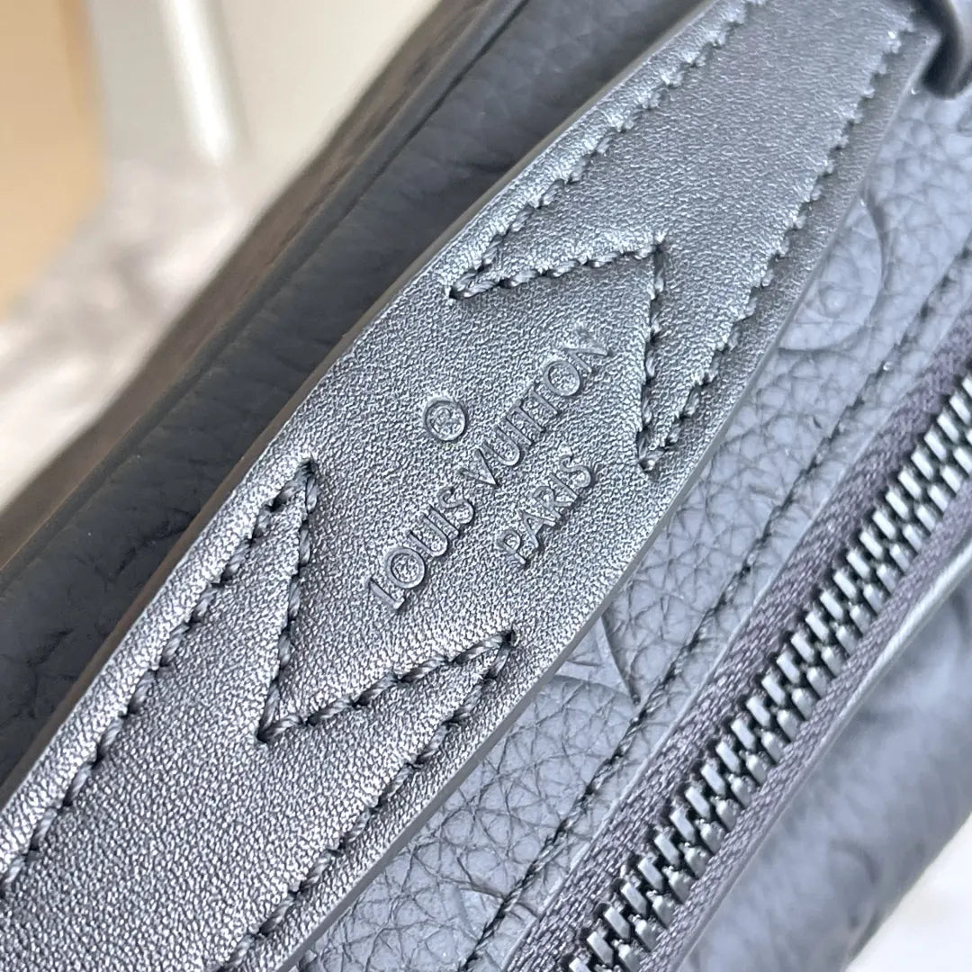 LV Black Embossed Strap Bag - Hình 7