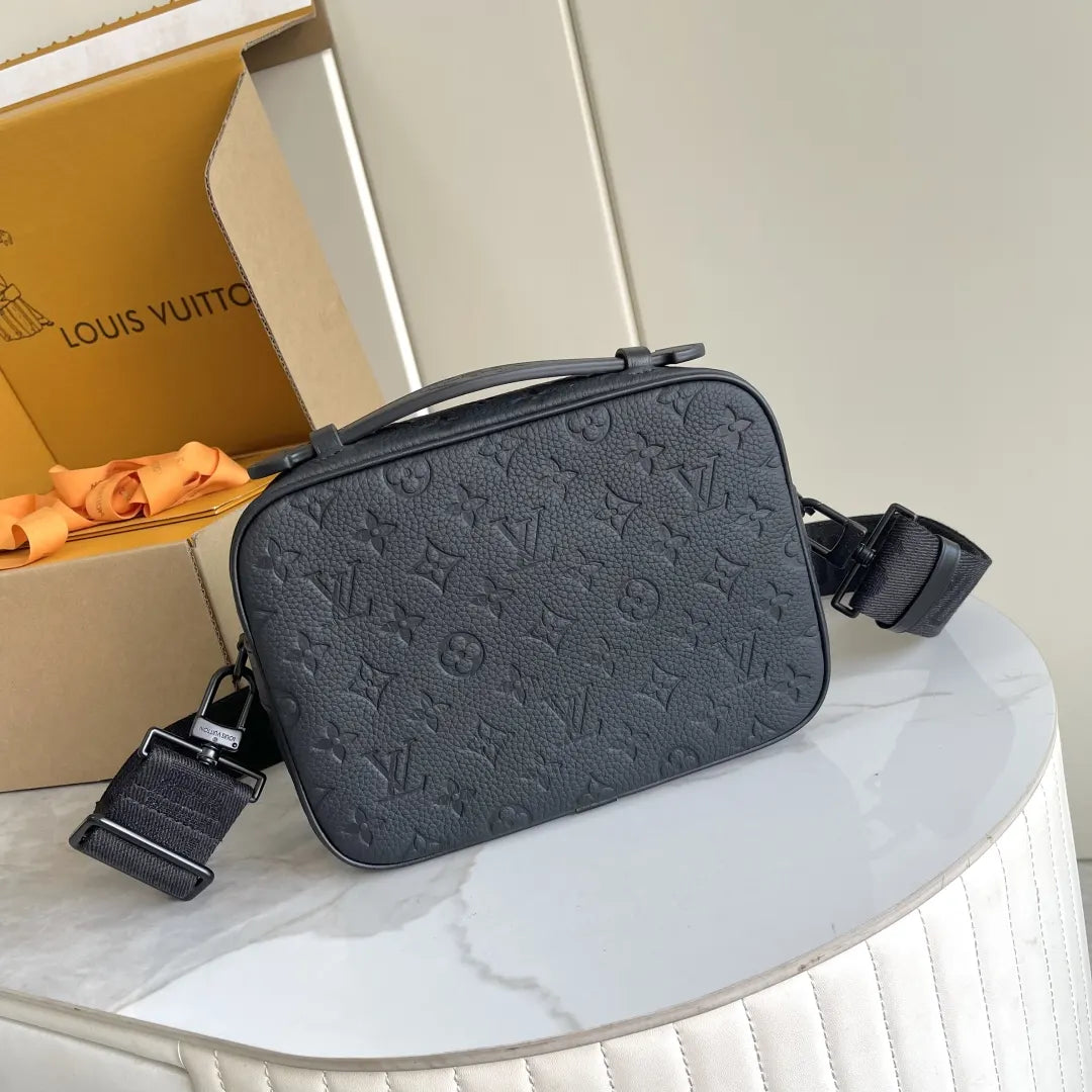 LV Black Embossed Strap Bag - Hình 2
