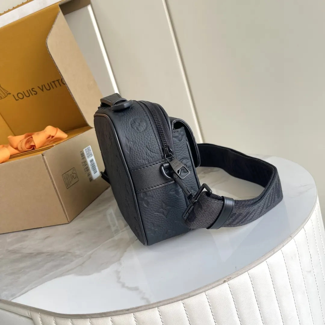 LV Black Embossed Strap Bag