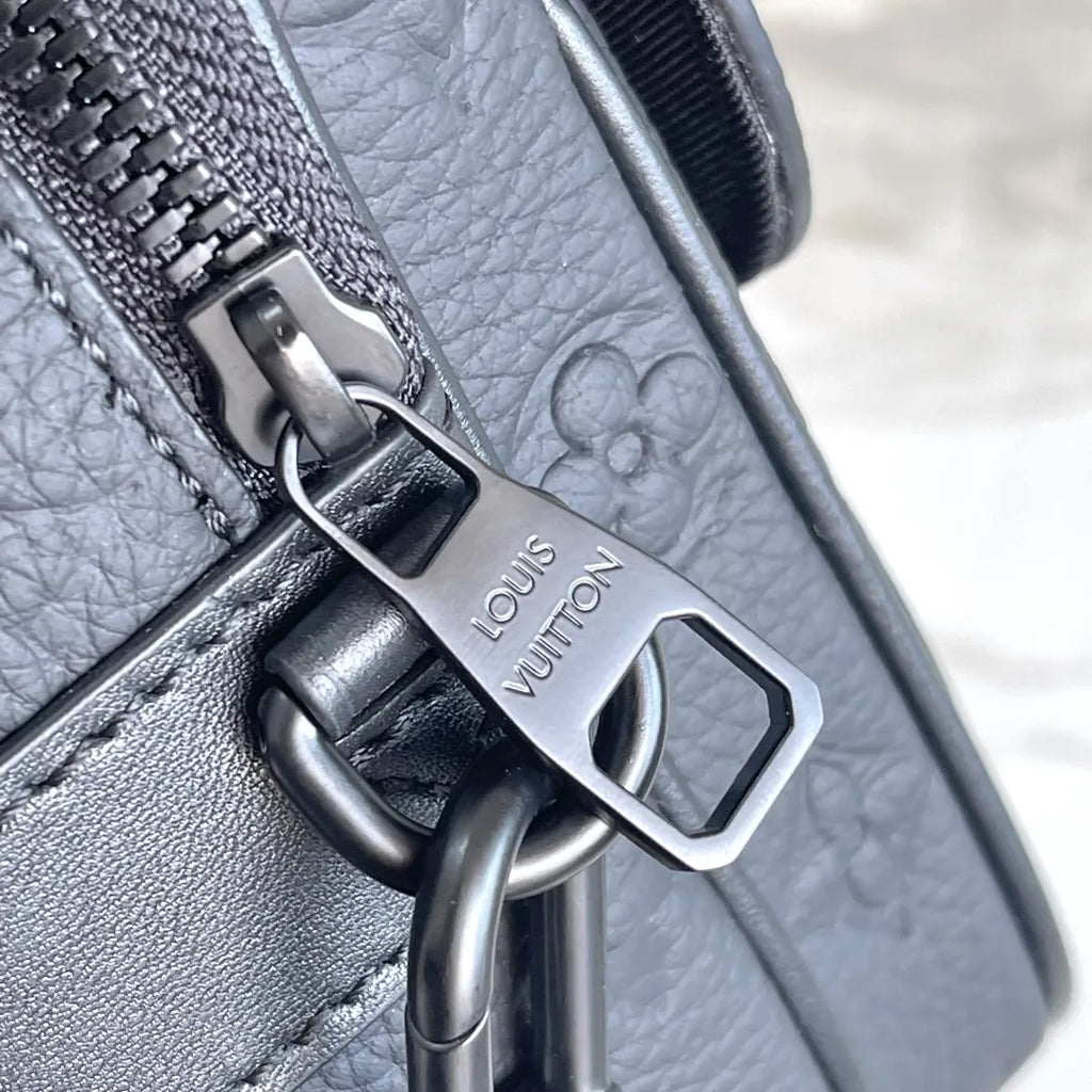 LV Black Embossed Strap Bag - Hình 6